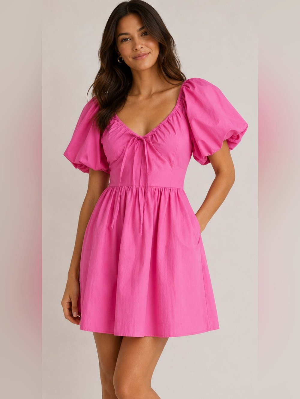 A New Day Puff Sleeved Poplin Mini Dress